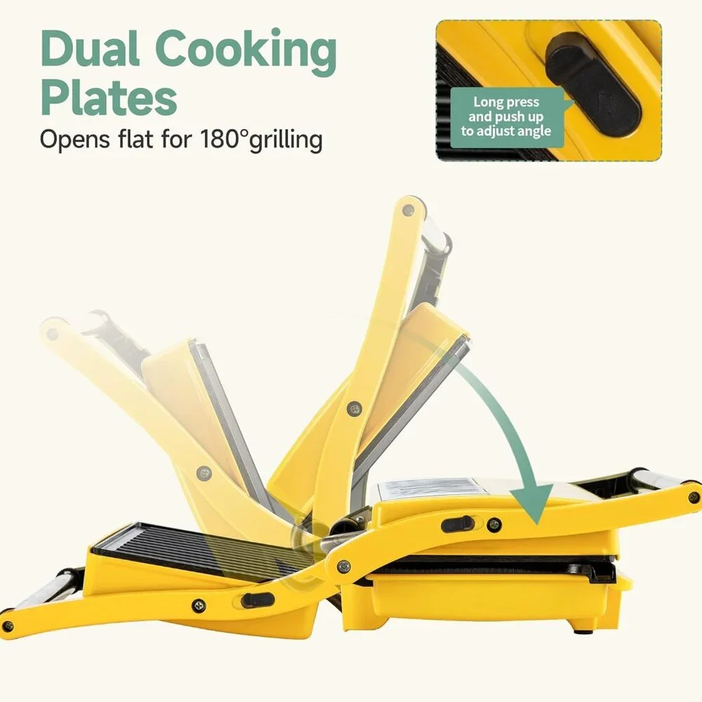 Panini Press Grill - Sandwich Maker with Non-Stick Cooking Plate Yellow